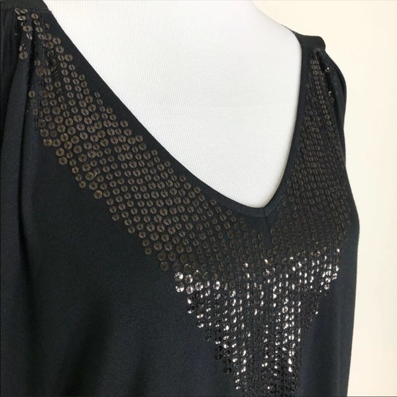 Y2K EXPRESS Cold Shoulder Dress Black Sequins NWT Sz M - Picture 3 of 12